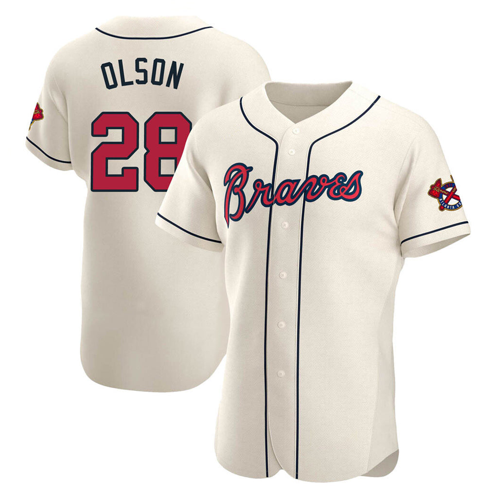 A.Braves #28 Matt Olson Player Cream Limited Elite Home Game Ldoa Stitched Jerseys