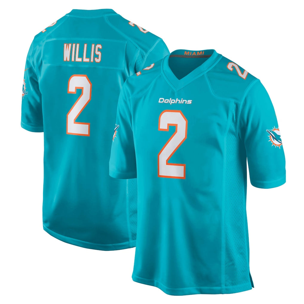 M.Dolphins #2 Malik Willis Player Aqua Home Game Ldoa Stitched Jerseys