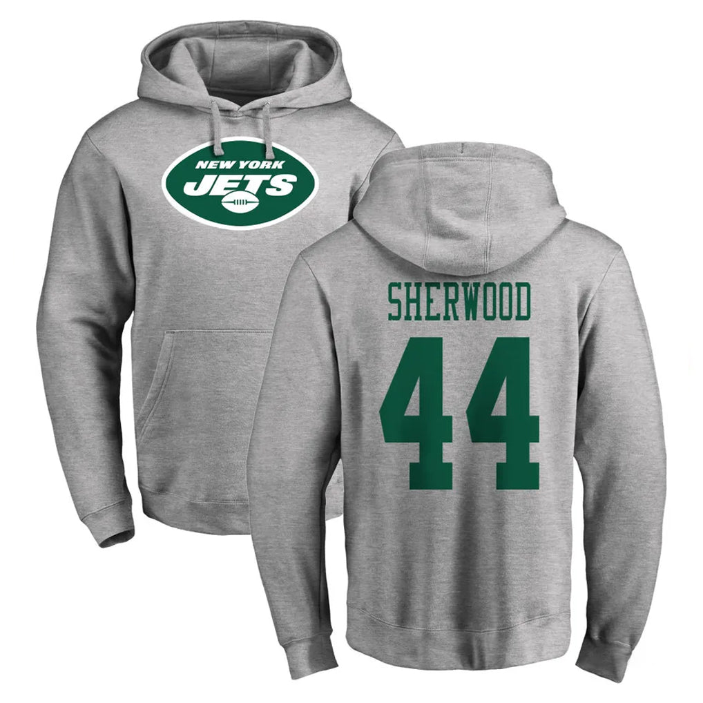 NY.Jets #44 Jamien Sherwood Player Gray LOGO Pullover Hoodies Limited Game Ldoa Stitched Jerseys