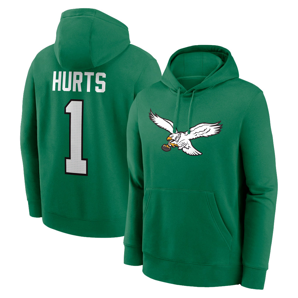 P.Eagles #1 Jalen Hurts Player Green Pullover Hoodies Home Game Ldoa Stitched Jerseys