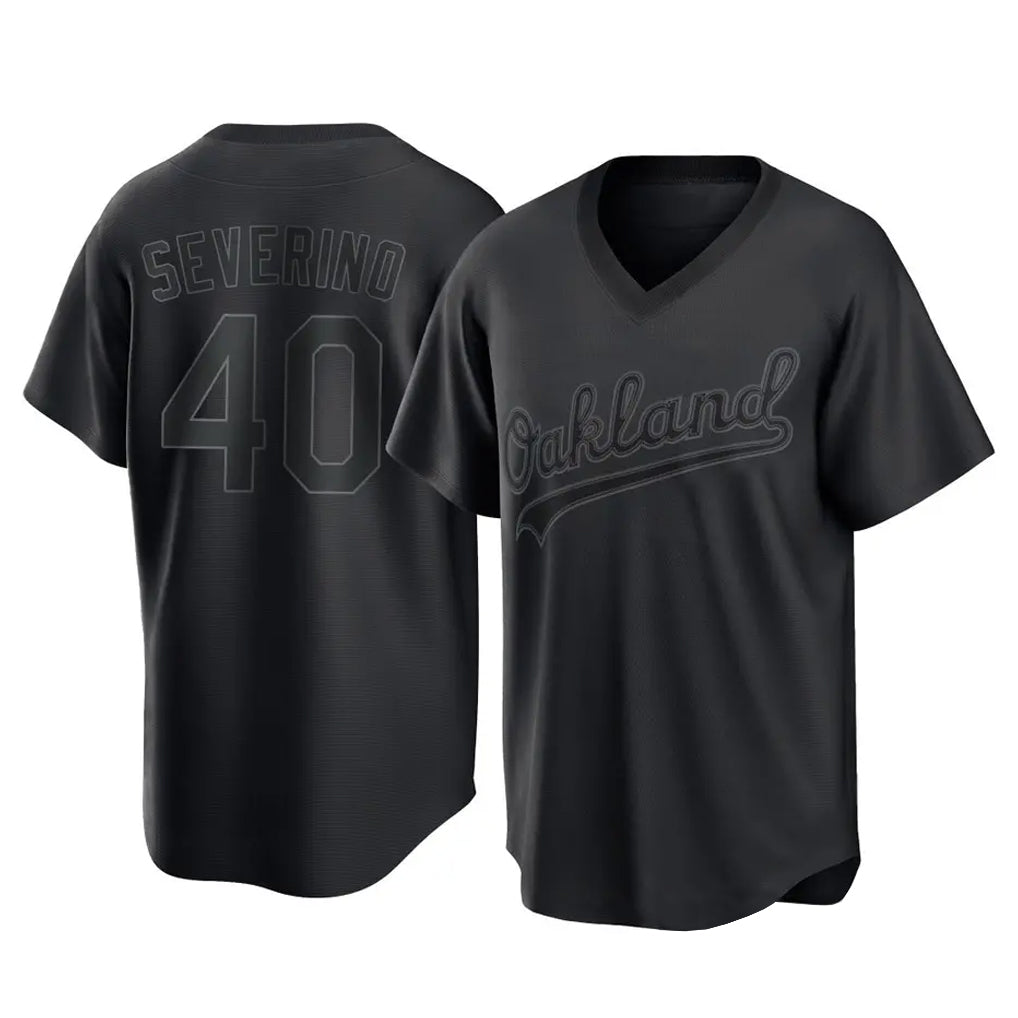 Athletics #40 Luis Severino Player Black Pitch Fashion T-shirt Home Game Ldoa Stitched Jerseys
