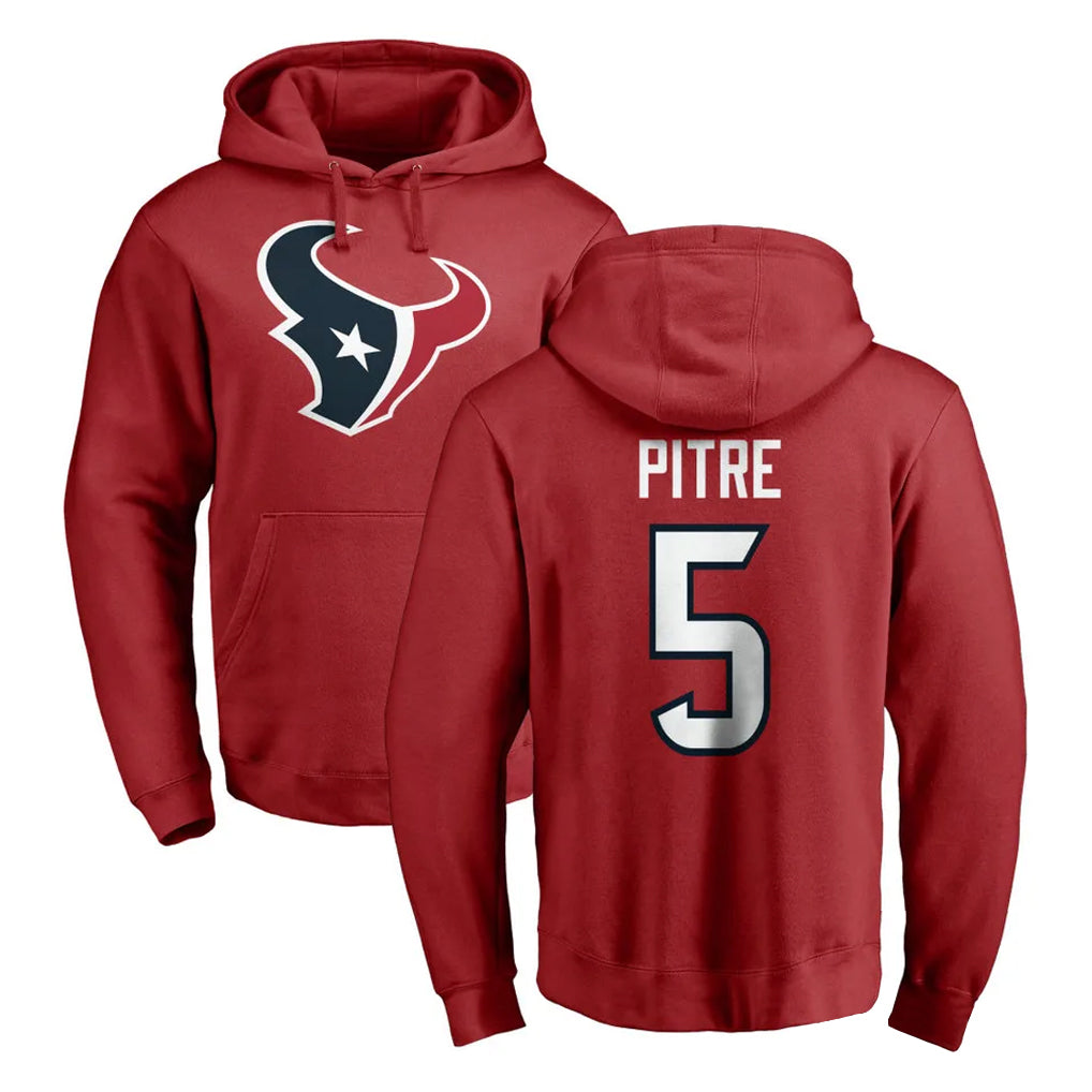 H.Texans #5 Jalen Pitre Player Red Pro Line Pullover Hoodie Limited Game Stitched Jerseys