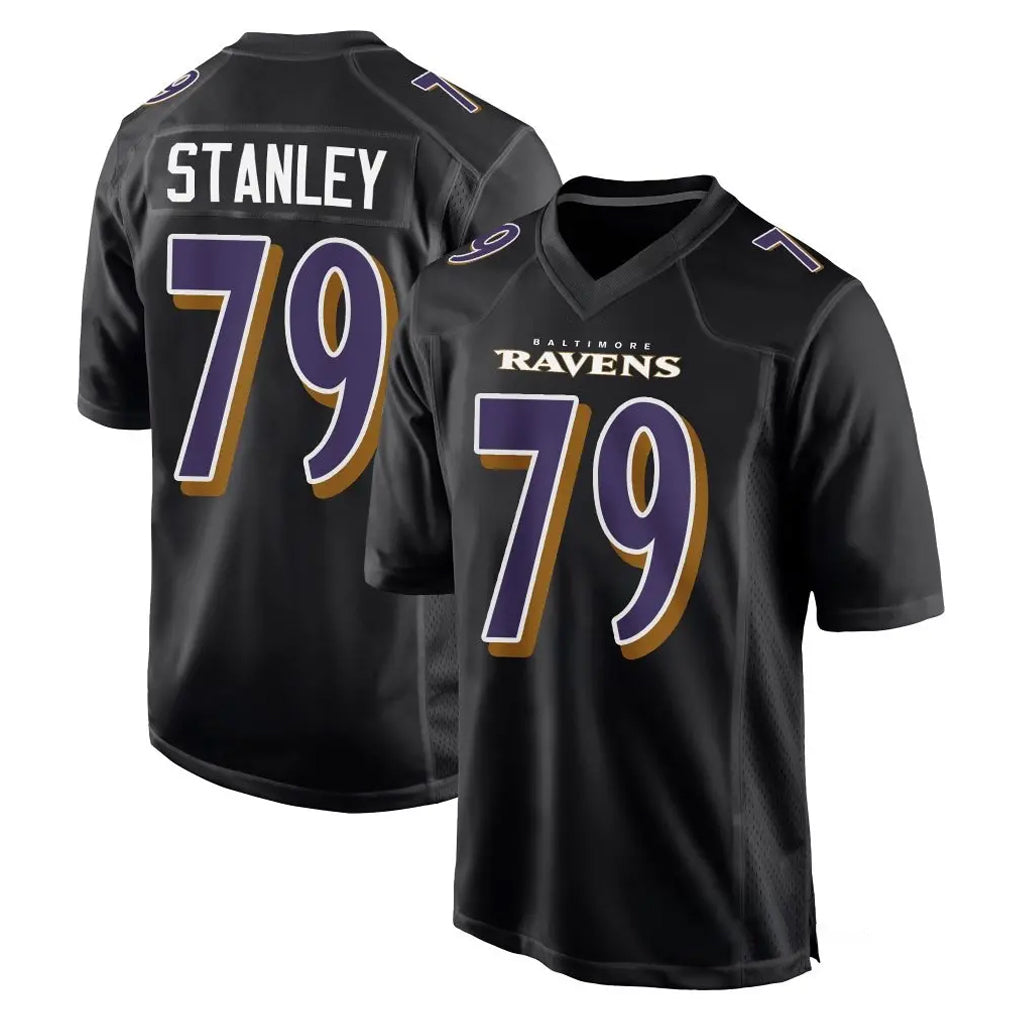 B.Ravens #79 Ronnie Stanley Player Black Carbon Fashion Home Game Ldoa Stitched Jerseys