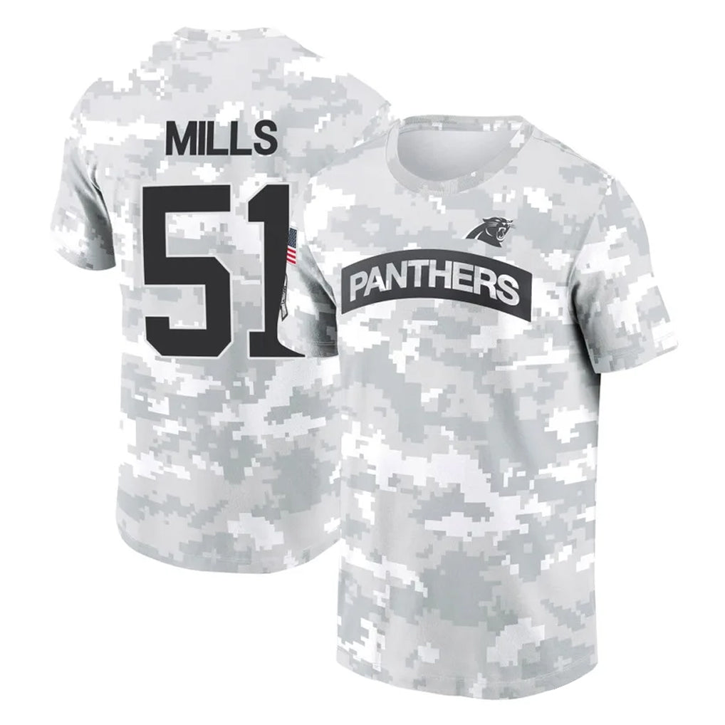 C.Panthers #51 Sam Mills Player Arctic Camo Salute to Service T-Shirt Hoodies Ldoa Stitched Jerseys