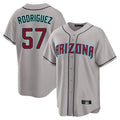 A.Diamondbacks #57 Eduardo Rodriguez Player Gray Road Home Game Ldoa Stitched Jerseys
