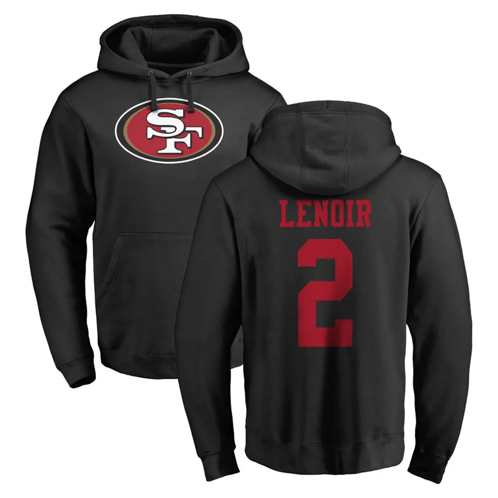 SF.49ers #2 Deommodore Lenoir Player Black LOGO Pullover Hoodies Home Game Ldoa Stitched Jerseys