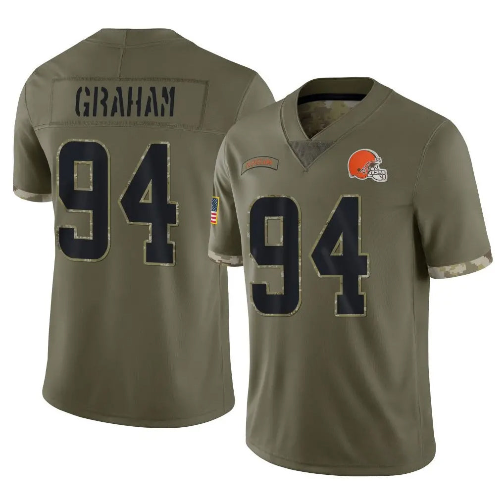C.Browns #94 Mason Graham Player Olive Salute to Service Limited Game Ldoa Stitched Jerseys