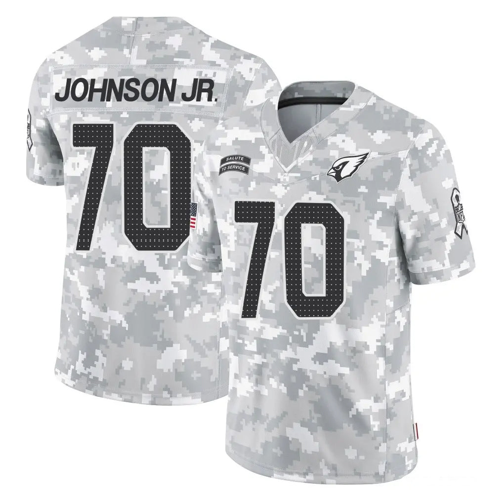 A.Cardinals #70 Paris Johnson Jr. Player Arctic Camo Limited Salute To Service Home Game Ldoa Stitched Jerseys