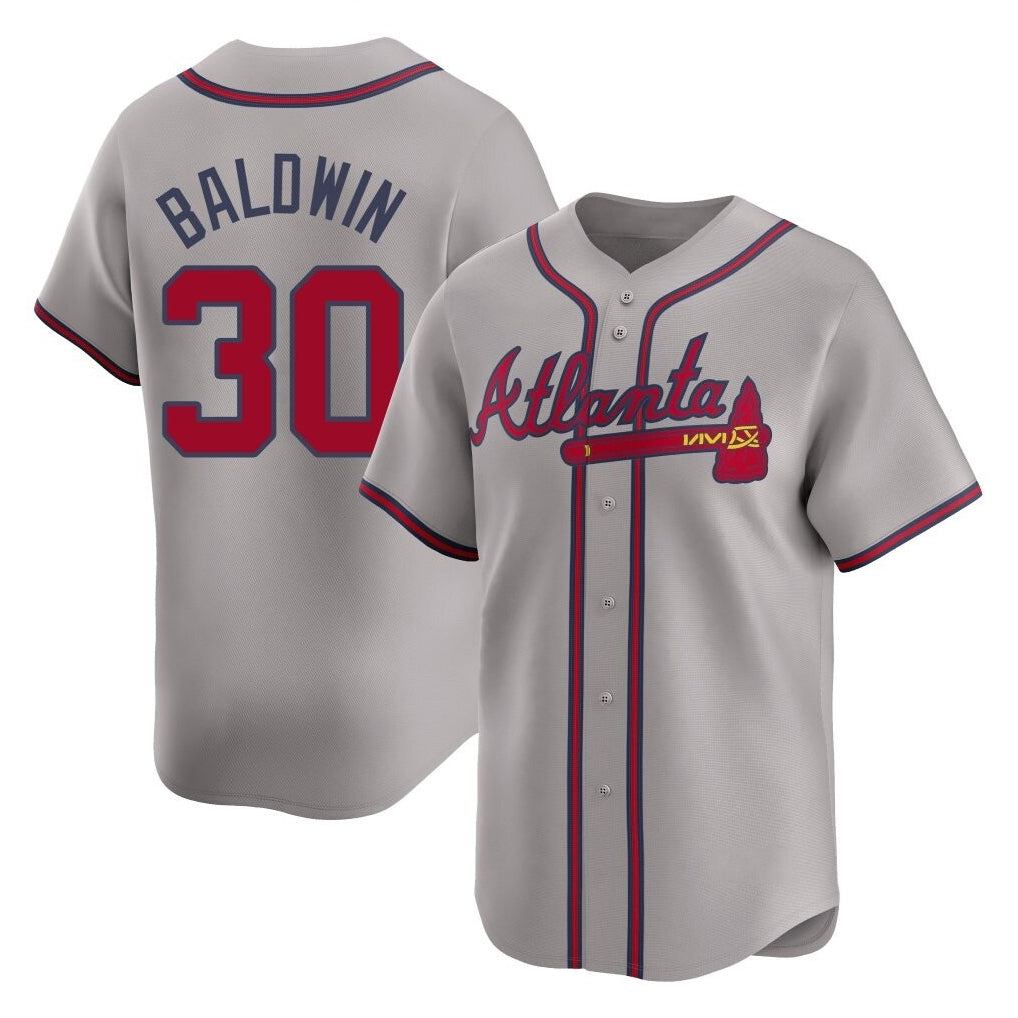 A.Braves #30 Drake Baldwin Player Gray Limited Home Game Ldoa Stitched Jerseys