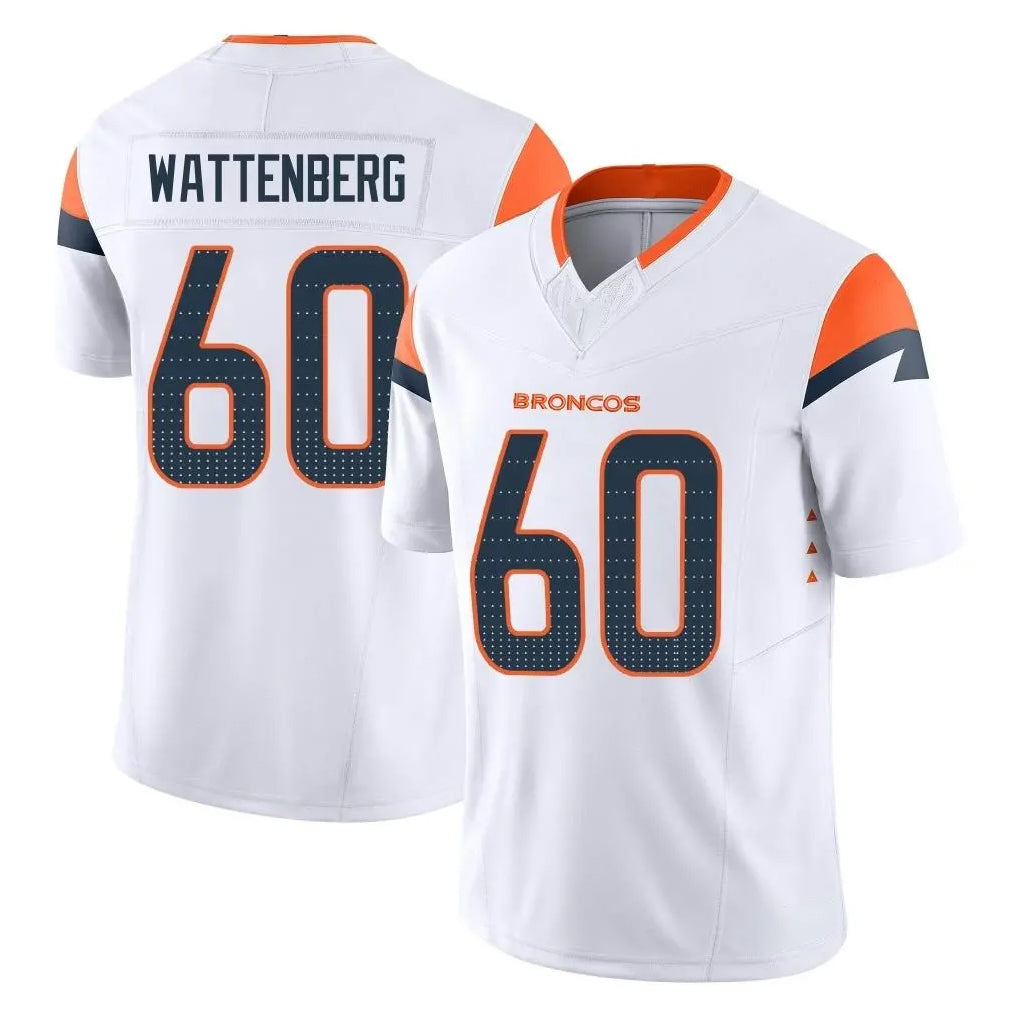 D.Broncos #60 Luke Wattenberg Player White Limited Vapor F.U.S.E. Home Game Ldoa Stitched Jerseys