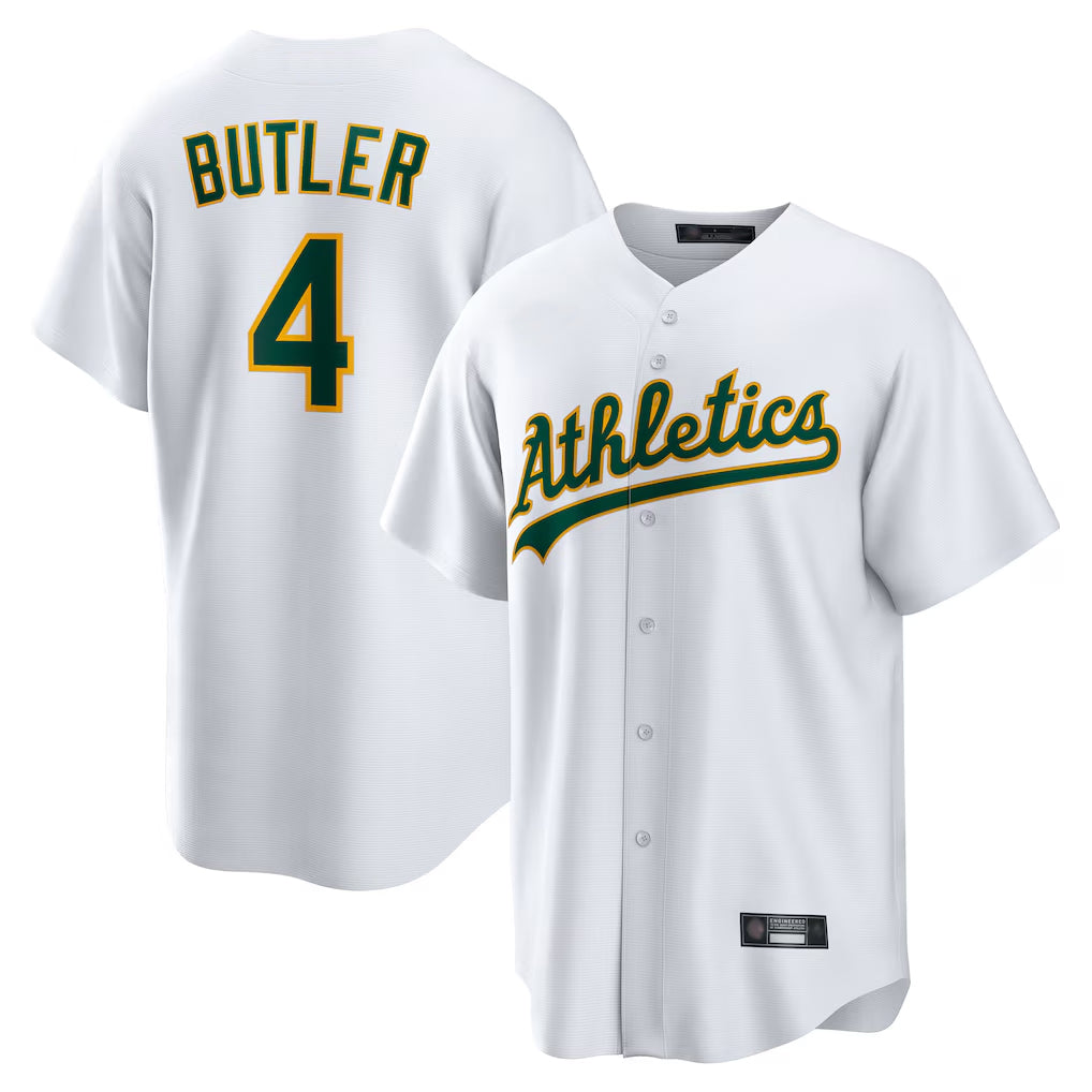 Athletics #4 Lawrence Butler Player White Home Game Ldoa Stitched Jerseys