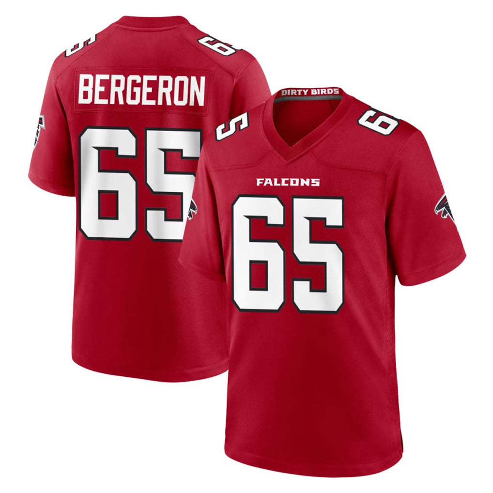 A.Falcons #65 Matthew Bergeron Player Red Team Color Home Game Ldoa Stitched Jerseys