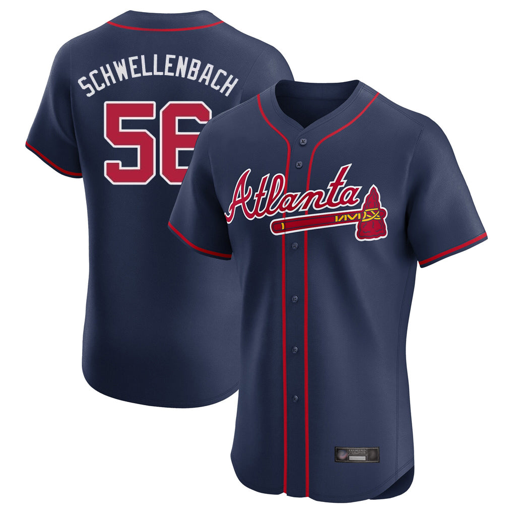 A.Braves #56 Spencer Schwellenbach Player Navy Limited Elite Home Game Ldoa Stitched Jerseys