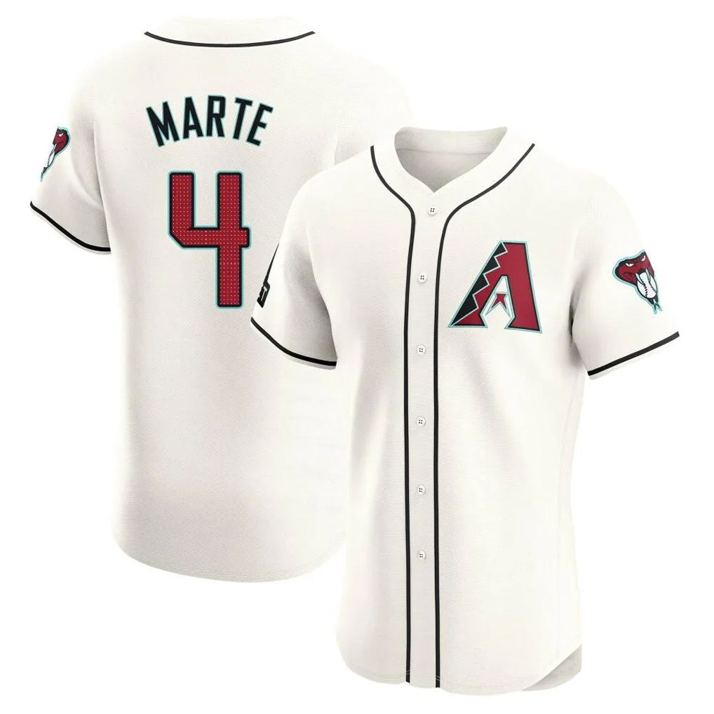 A.Diamondbacks #4 Ketel Marte Player Cream Limited Elite Home Game Ldoa Stitched Jerseys