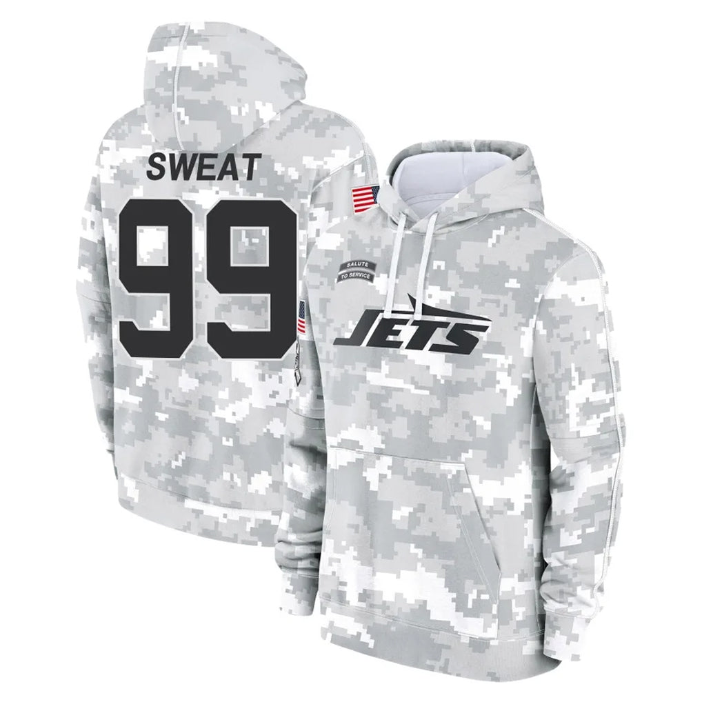 NY.Jets #99 T'Vondre Sweat Player Arctic Camo Salute to Service Pullover Hoodies Limited Game Ldoa Stitched Jerseys