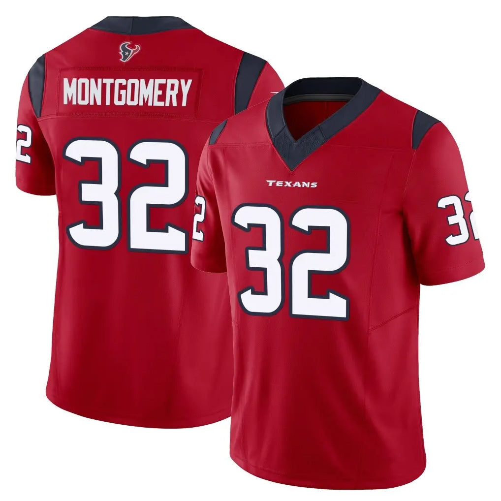 H.Texans #32 David Montgomery Player Red Limited Vapor F.U.S.E. Home Game Ldoa Stitched Jerseys