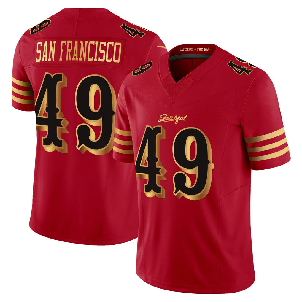 SF.49ers #49 The Faithful Player Red Rivalries Vapor Limited Home Game Ldoa Stitched Jerseys