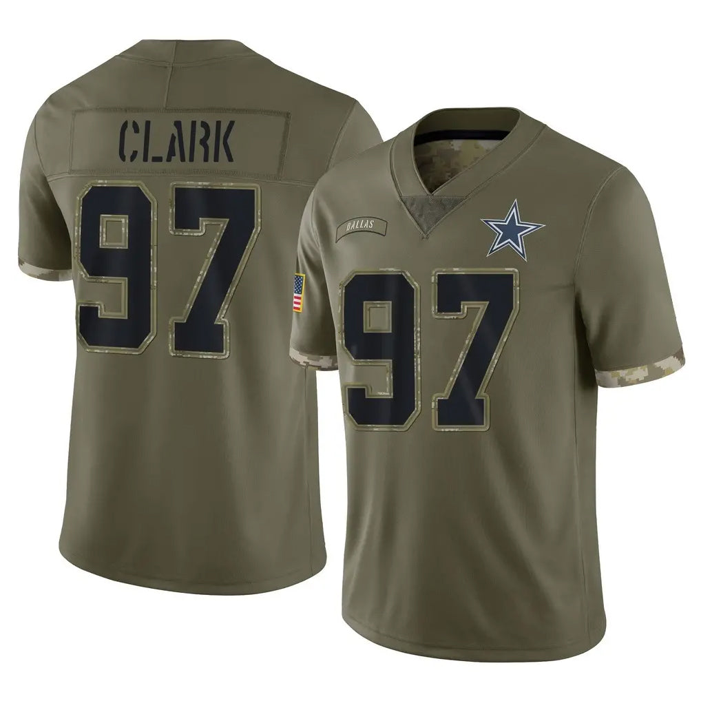 D.Cowboys #97 Kenny Clark Player Olive Salute to Service Limited Game Ldoa Stitched Jerseys