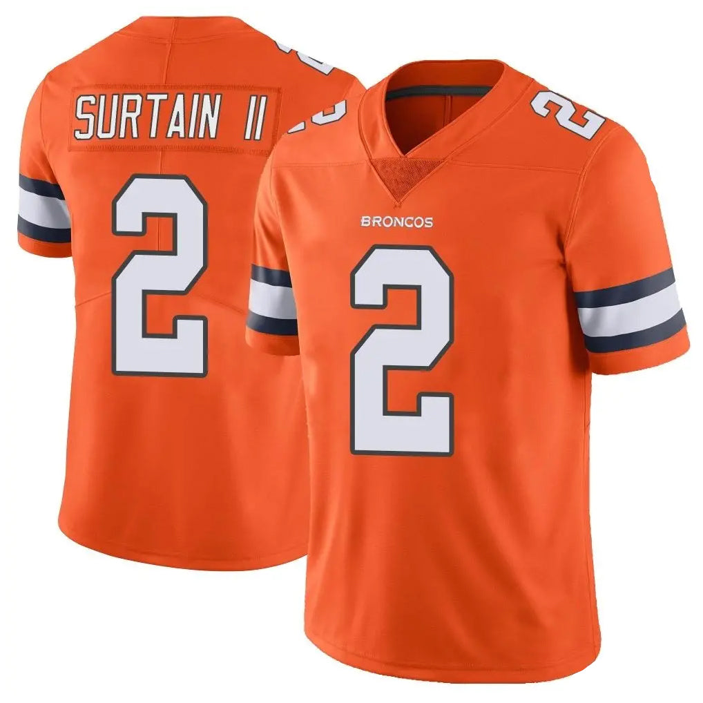 D.Broncos #2 Pat Surtain II Player Orange Vapor Untouchable Limited Home Game Ldoa Stitched Jerseys