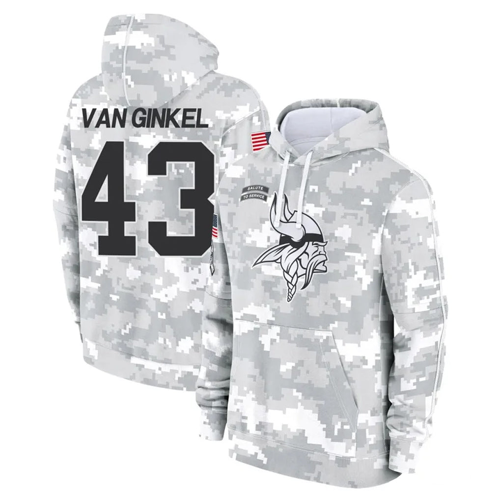 M.Vikings #43 Andrew Van Ginkel Player Arctic Camo Salute to Service Pullover Hoodies Limited Game Ldoa Stitched Jerseys