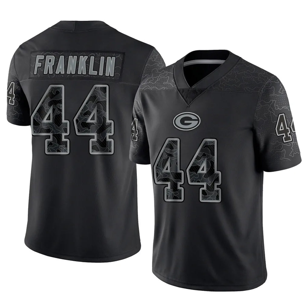 GB.Packers #44 Zaire Franklin Player Black Reflective Limited Home Game Ldoa Stitched Jerseys