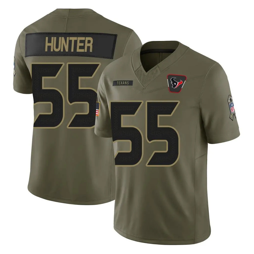 H.Texans #55 Danielle Hunter Player Olive 2025 Salute To Service Limited Game Ldoa Stitched Jerseys