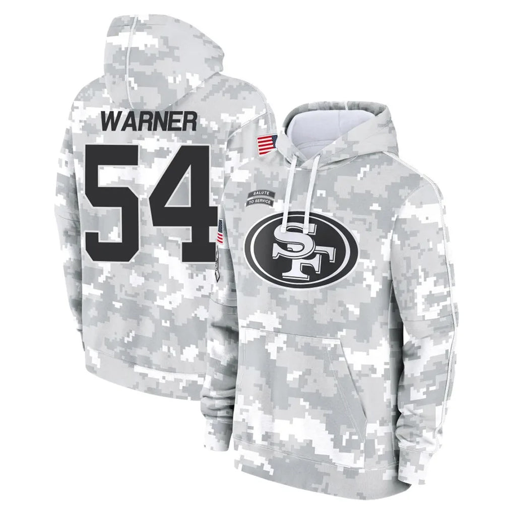 SF.49ers #54 Fred Warner Player Arctic Camo Limited Salute to Service Pullover Hoodies Game Ldoa Stitched Jerseys