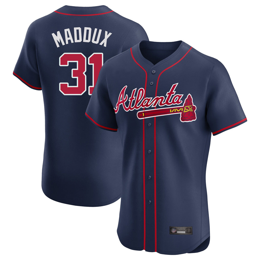 A.Braves #31 Greg Maddux Player Navy Limited Elite Home Game Ldoa Stitched Jerseys