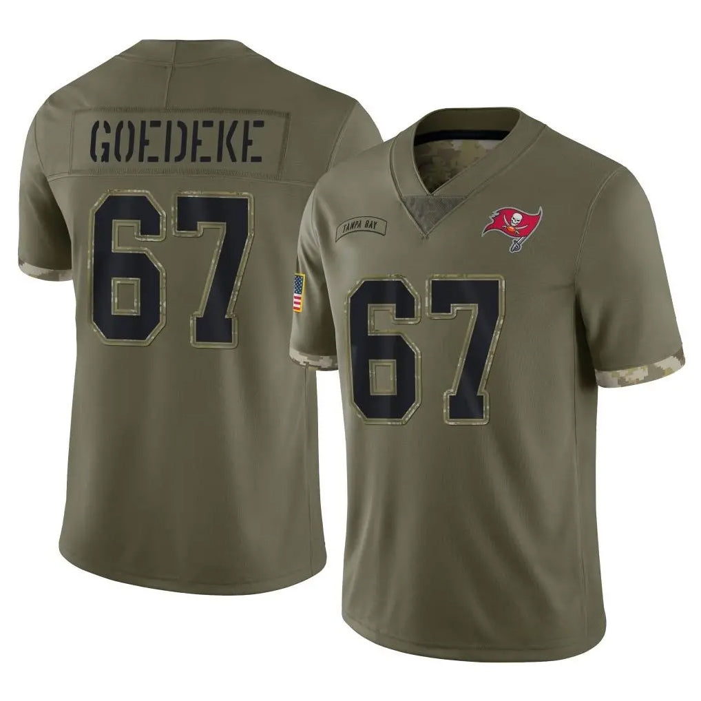 TB.Buccaneers #67 Luke Goedeke Player Olive Limited Salute To Service Home Game Ldoa Stitched Jerseys