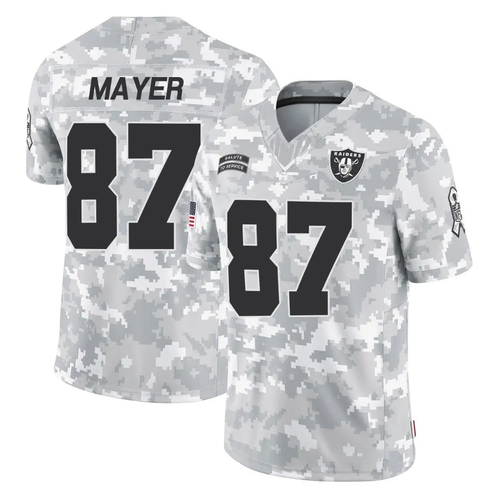 LV.Raiders #87 Michael Mayer Player Arctic Camo Salute To Service Limited Game Ldoa Stitched Jerseys