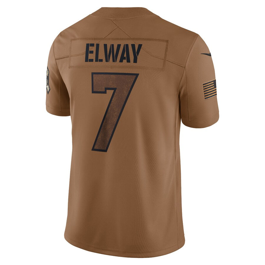 D.Broncos #7 John Elway Player Brown Salute To Service Limited Ldoa Stitched Jerseys