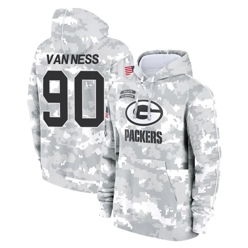 GB.Packers #90 Lukas Van Ness Player Arctic Camo Salute to Service Hoodies Limited Game Ldoa Stitched Jerseys