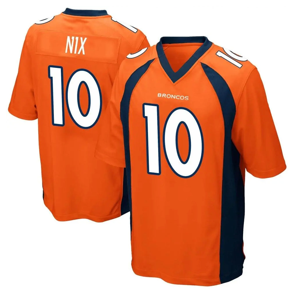 D.Broncos #10 Bo Nix Player Orange Color Home Game Ldoa Stitched Jerseys
