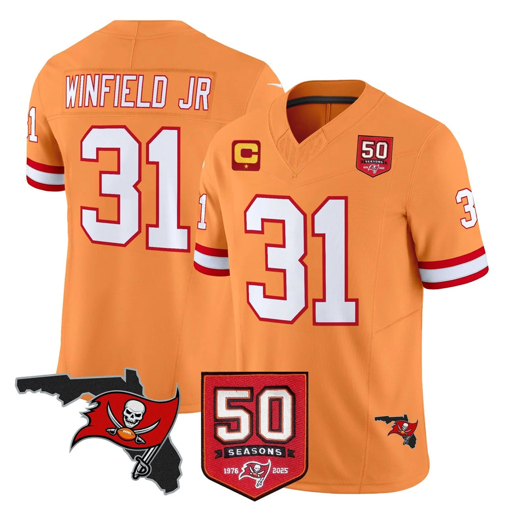 TB.Buccaneers #31 Antoine Winfield Jr. Player Orange 50th Season Vapor Limited Home Game Ldoa Stitched Jerseys