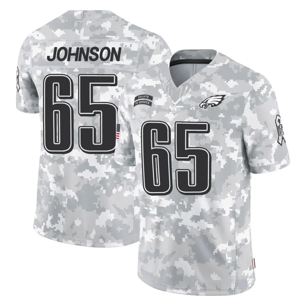 P.Eagles #65 Lane Johnson Player Arctic Camo Salute to Service Limited Game Ldoa Stitched Jerseys