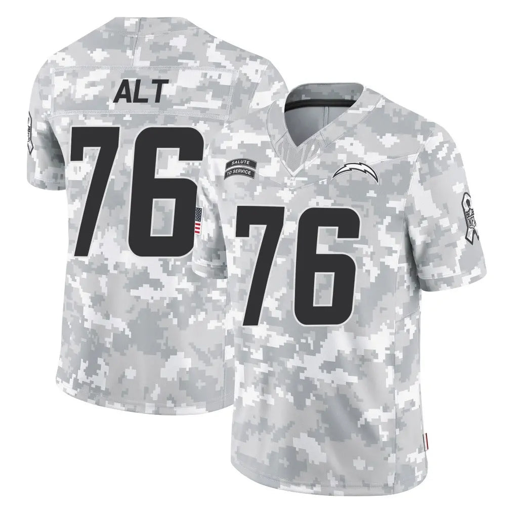 LA.Chargers #76 Joe Alt Player Arctic Camo Salute To Service Limited Game Ldoa Stitched Jerseys