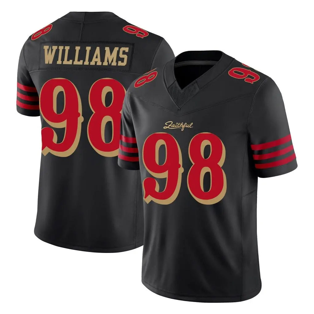 SF.49ers #98 Mykel Williams Player Black Limited Rivalries Collection Home Game Ldoa Stitched Jerseys