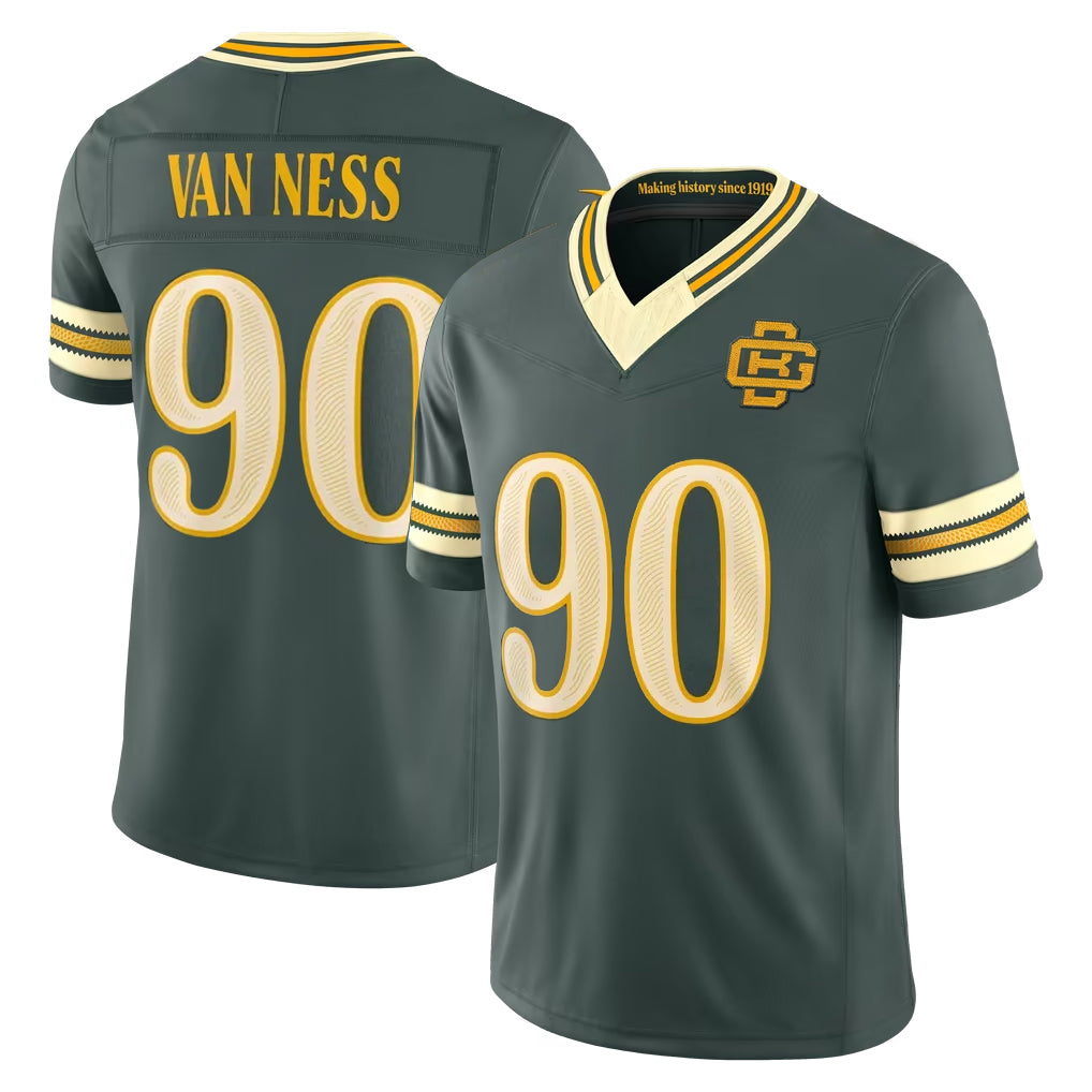 GB.Packers #90 Lukas Van Ness Player Green Limited 2026 Rivalries Collection Home Game Edoa Stitched Jerseys