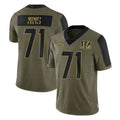 C.Bengals #71 Amarius Mims Player Olive Salute to Service Game Ldoa Stitched Jerseys