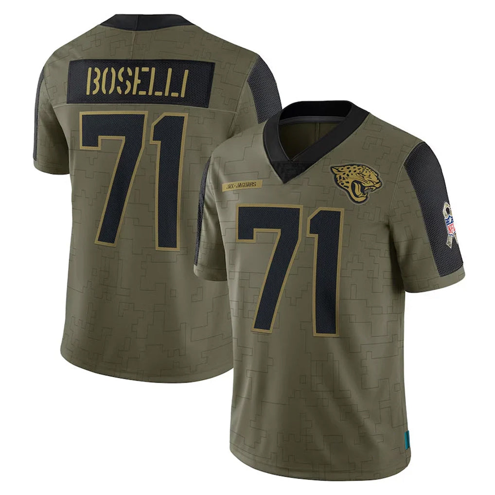 J.Jaguars #71 Tony Boselli Player Olive Salute To Service Limited Game Ldoa Stitched Jerseys