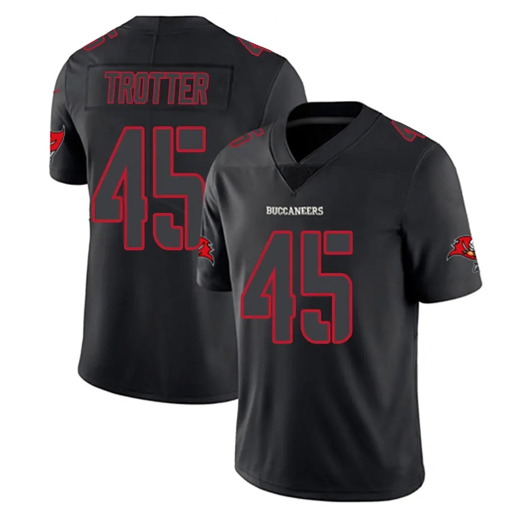 TB.Buccaneers #45 Josiah Trotte Player Black Impact Limited Home Game Ldoa Stitched Jerseys