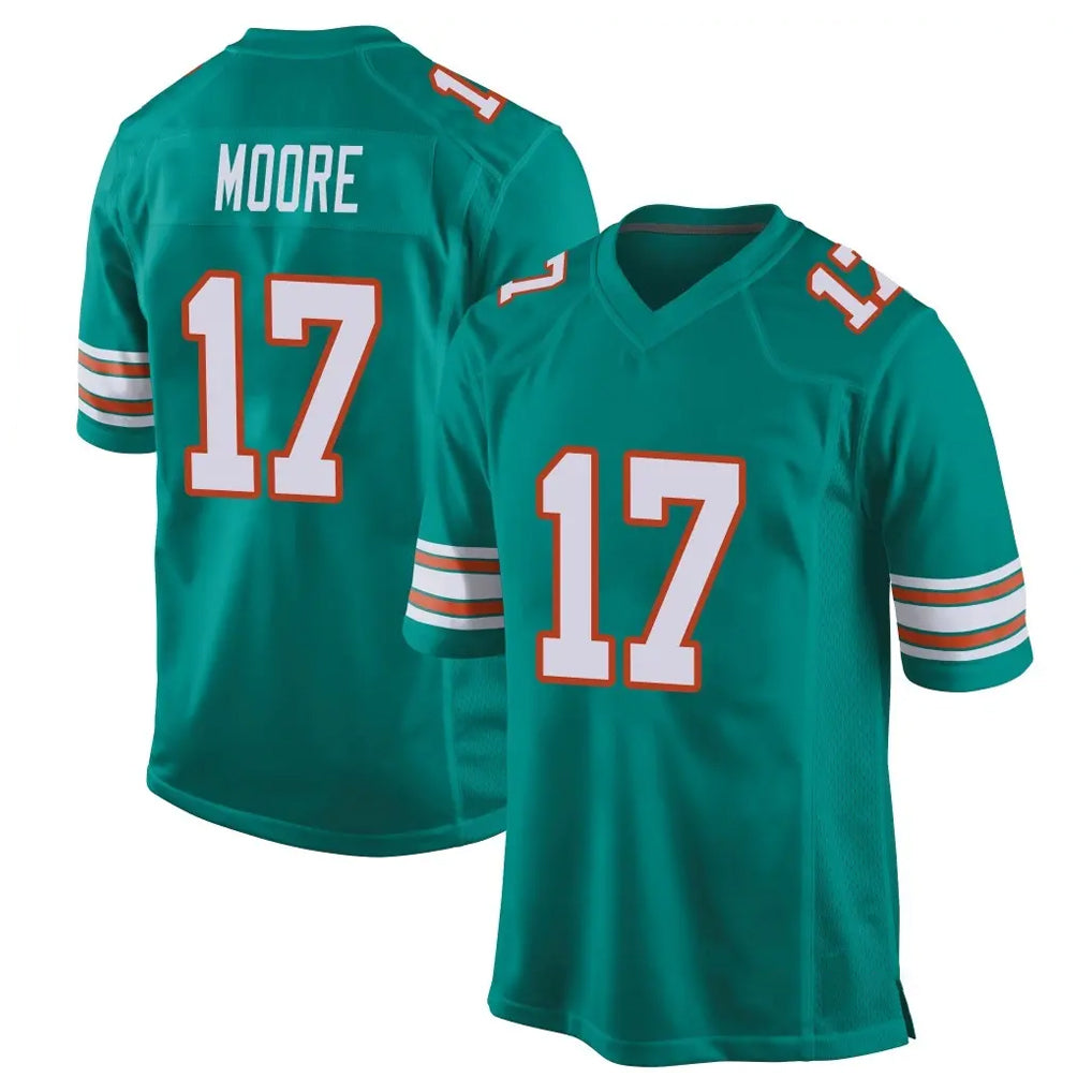 M.Dolphins #17 Trey Moore Player Aqua Alternate Home Game Ldoa Stitched Jerseys