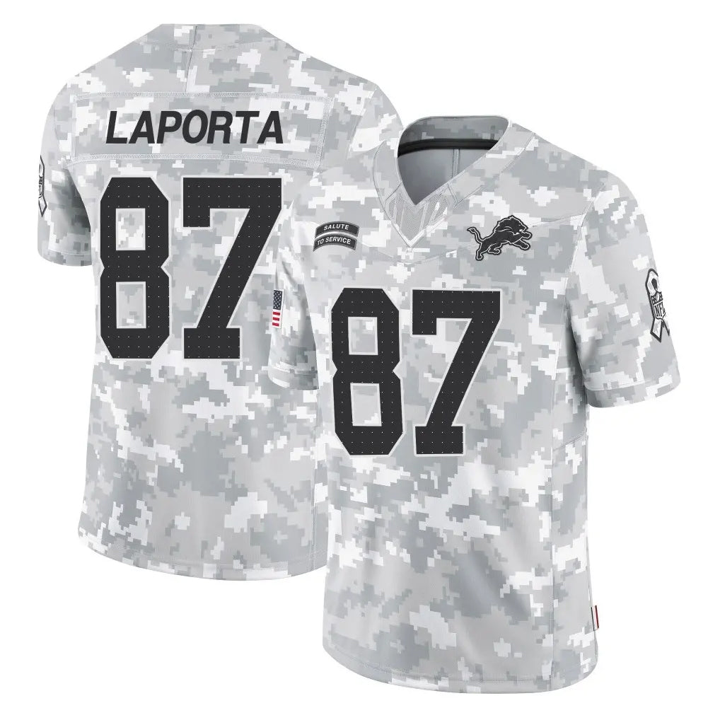 D.Lions #87 Sam LaPorta Player Arctic Camo Salute To Service Limited Ldoa Stitched Jerseys