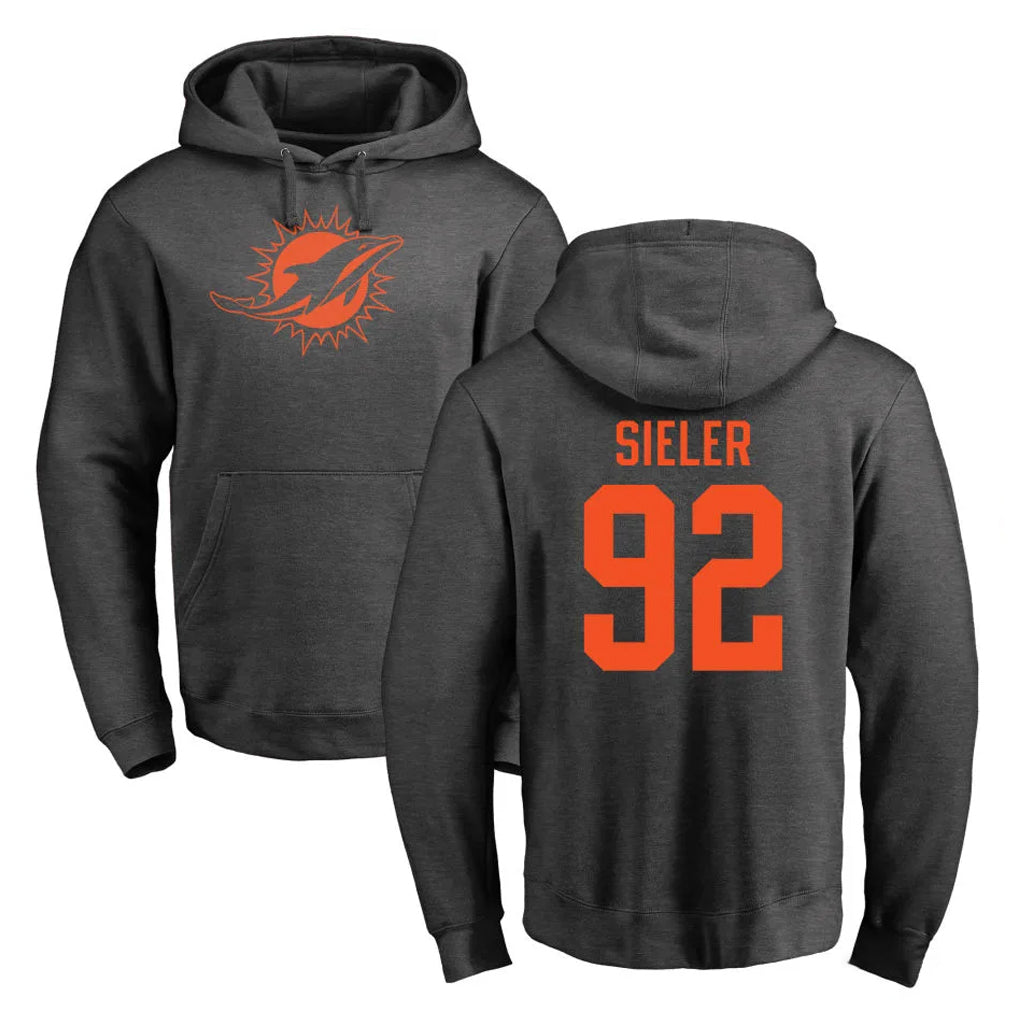 M.Dolphins #92 Zach Sieler Player Darkgray Pullover Hoodies Limited Ldoa Stitched Jerseys