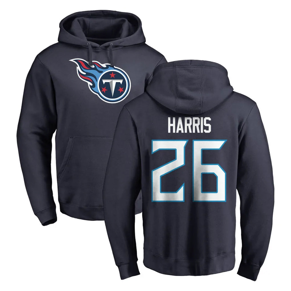 T.Titans #26 Marcus Harris Player Navy Logo Pullover Hoodies Home Game Ldoa Stitched Jerseys