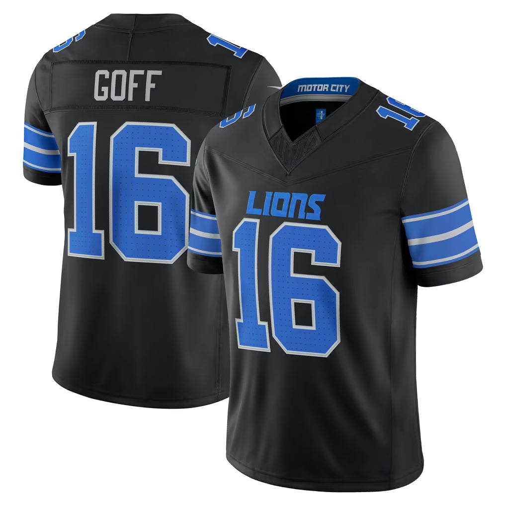 D.Lions #16 Jared Goff Player Black Vapor F.U.S.E. Limited Game Home Ldoa Stitched Jerseys