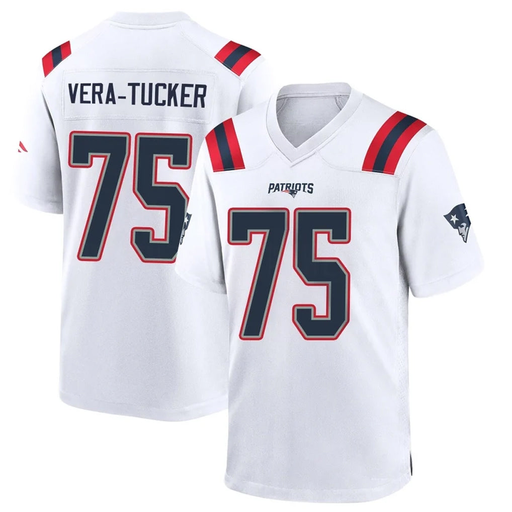 NE.Patriots #75 Alijah Vera-Tucker Player White Home Game Ldoa Stitched Jerseys