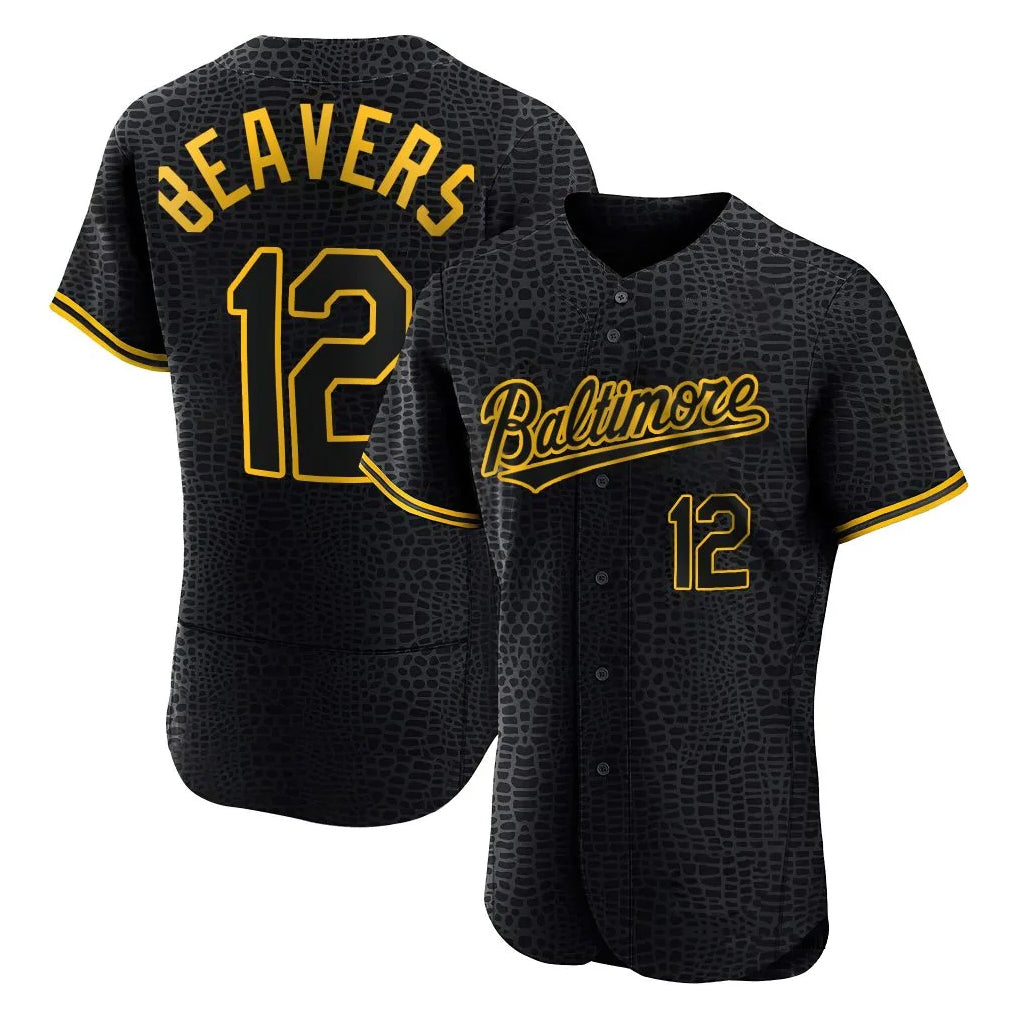 B.Orioles #12 Dylan Beavers Player Black Snake Skin City Limited Elite Home Ldoa Stitched Jerseys