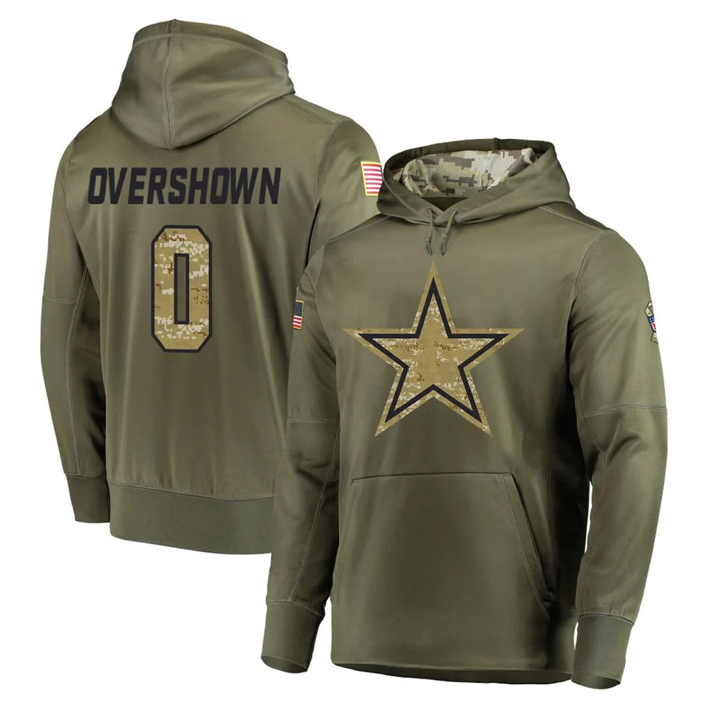 D.Cowboys #0 DeMarvion Overshown Player Olive Salute to Service Pullover Hoodies Home Game Ldoa Stitched Jerseys