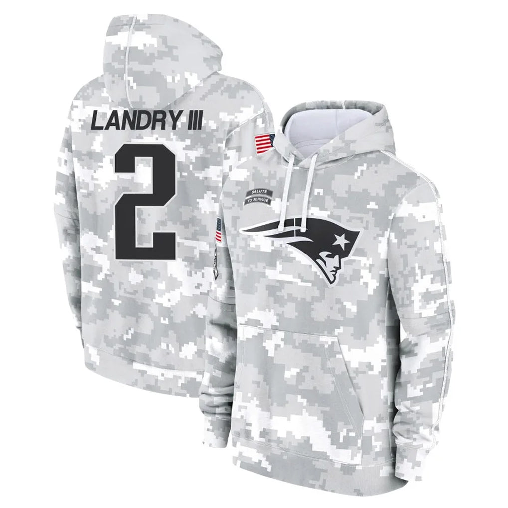 NE.Patriots #2 Harold Landry III Player Arctic Camo Salute to Service Pullover Hoodies Limited Game Ldoa Stitched Jerseys